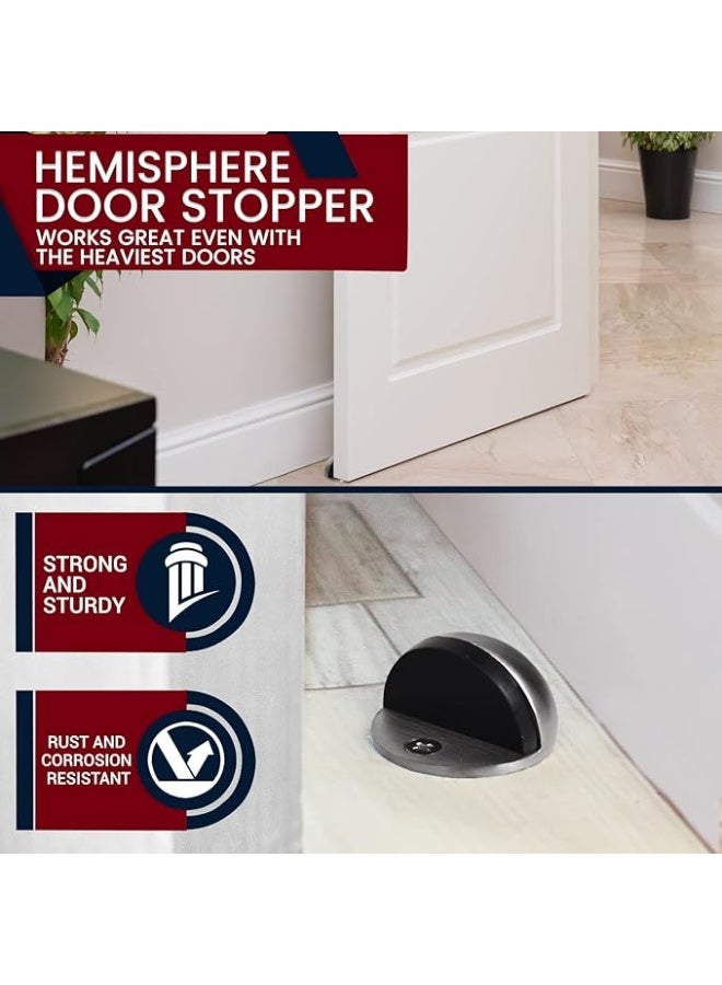 مصد باب نصف كروي مثبت على الارض من الستانلس ستيل الممتاز 304 والمطاط من منتجات ان واي سي او المعمارية - مصد باب شديد التحمل لحماية الحائط - مصد باب بنمط عصري متعدد الاستخدامات - 1.7 بوصة × 0.9 بوصة - Image 3